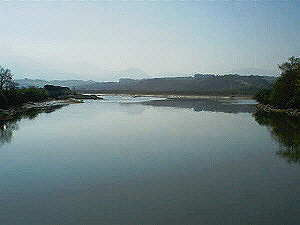 The River Nivelle towards the mountains, from Chantaco