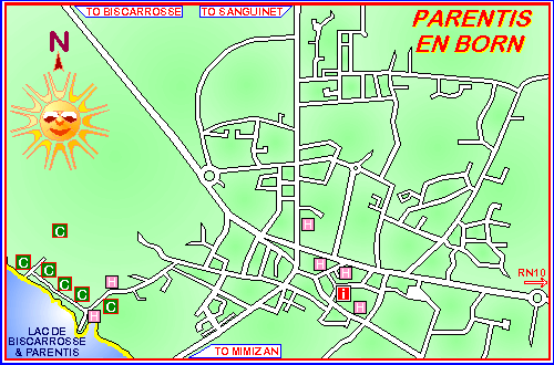 Map of Parentis en Born
