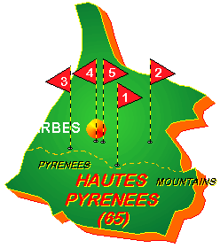 map of golf courses in the Hautes Pyrenees