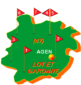 carte des parcours de golf dans le Lot et Garonne