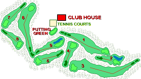 Map of the fairways at the 9 hole Golf de Moliets in France