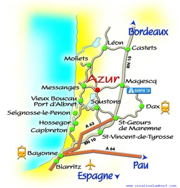 Azur in the Landes situation map
