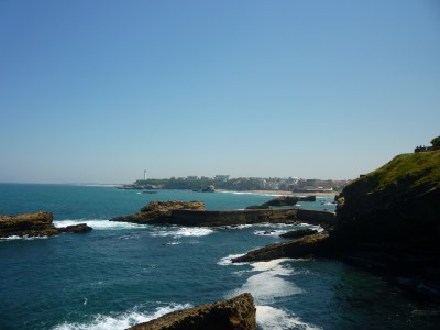 view lighthouse and grande plage biarritz from the rocher de la vierge