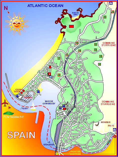 Map of Hendaye in south west france