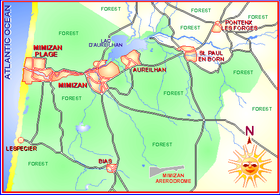 Map of Mimizan.