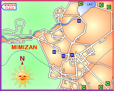 Mimizan ville Map.